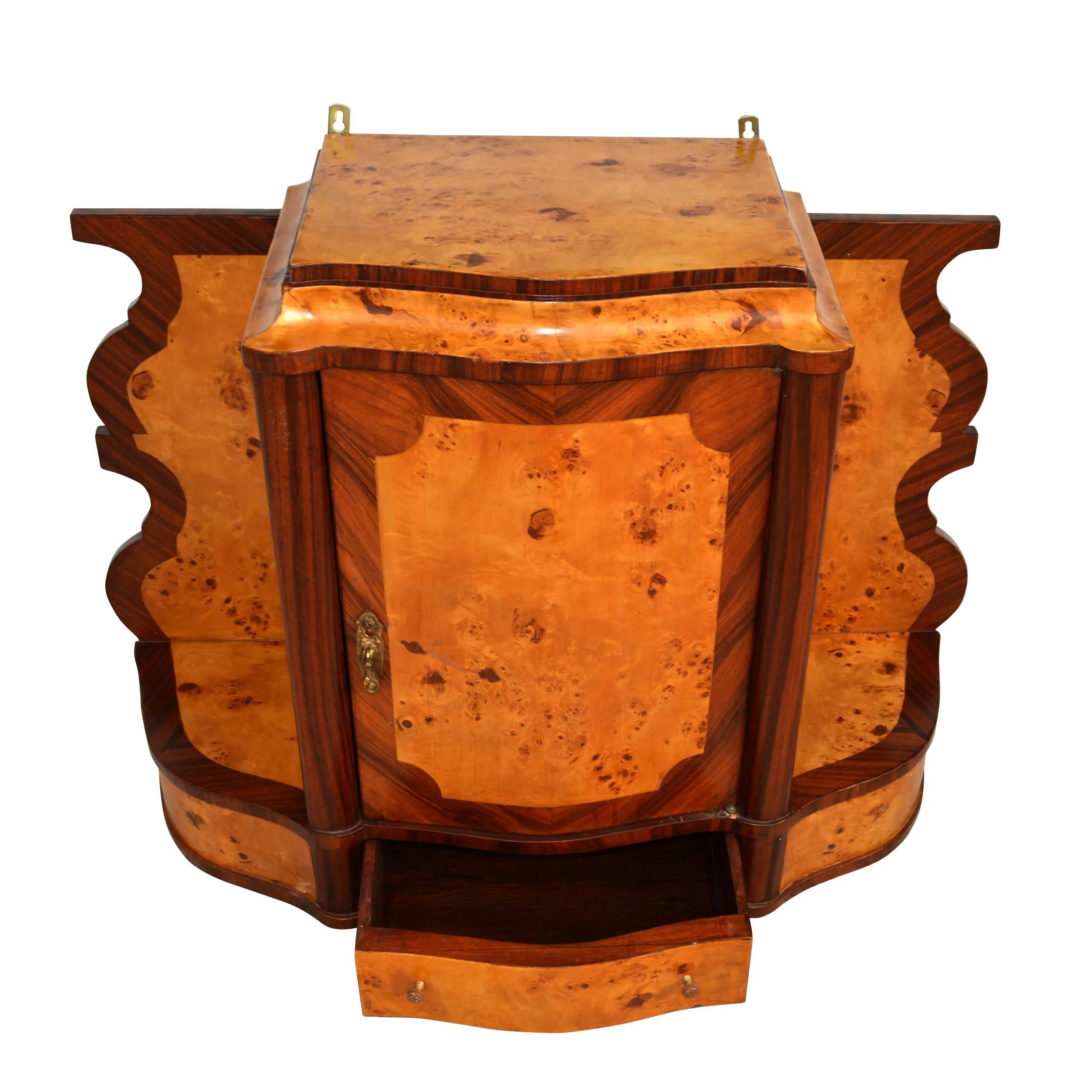 Art Deco Style Burl Hanging Apothecary Cabinet In Good Condition For Sale In Pasadena, TX