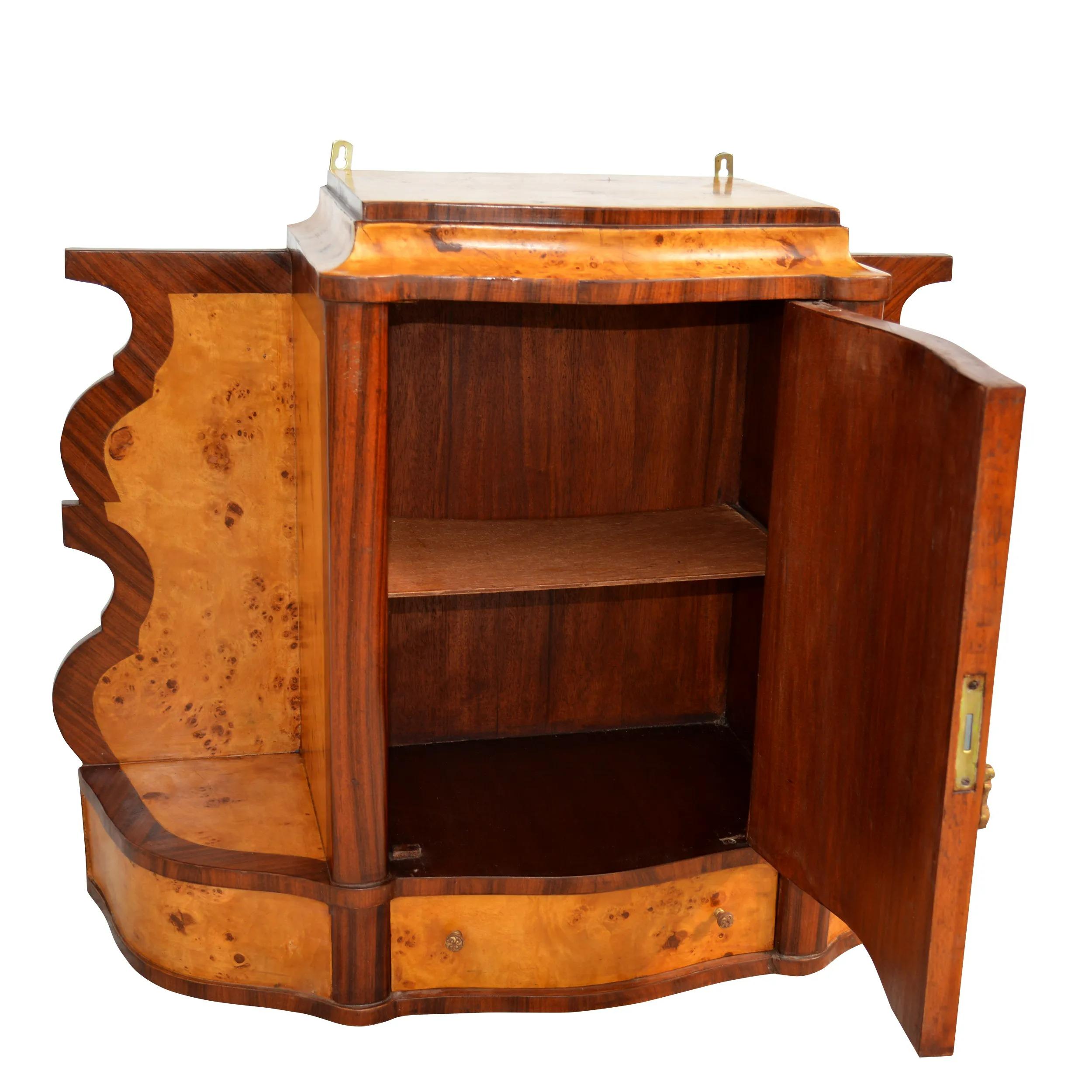 20th Century Art Deco Style Burl Hanging Apothecary Cabinet For Sale
