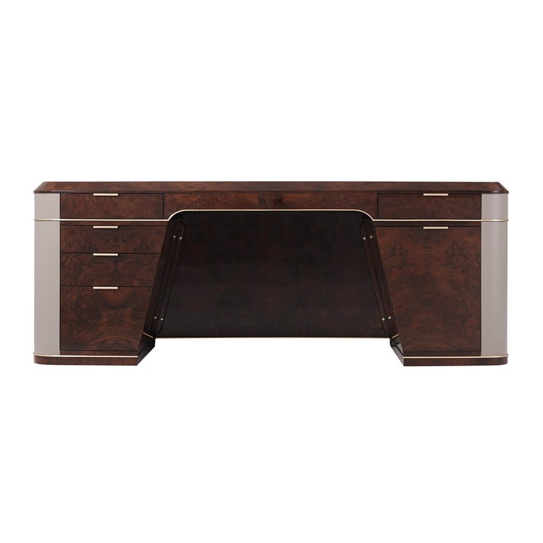 Art Deco Style Burl Pedestal Desk at 1stDibs art deco desk, art deco