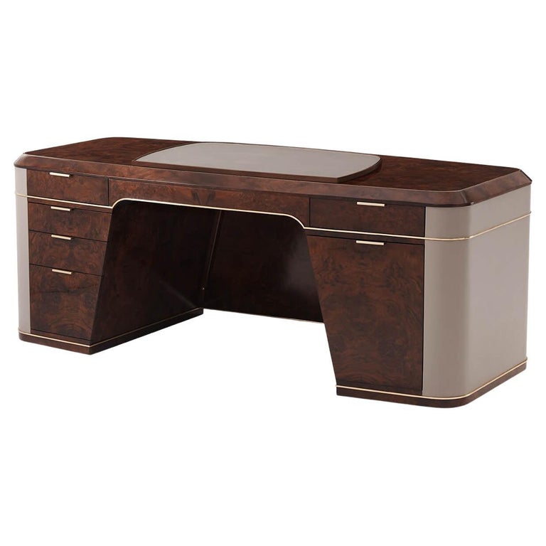 Art Deco Style Burl Pedestal Desk at 1stDibs art deco desk, art deco