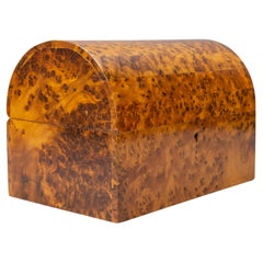 Art Deco Style Burl Wood Dome Top Jewelry Box
