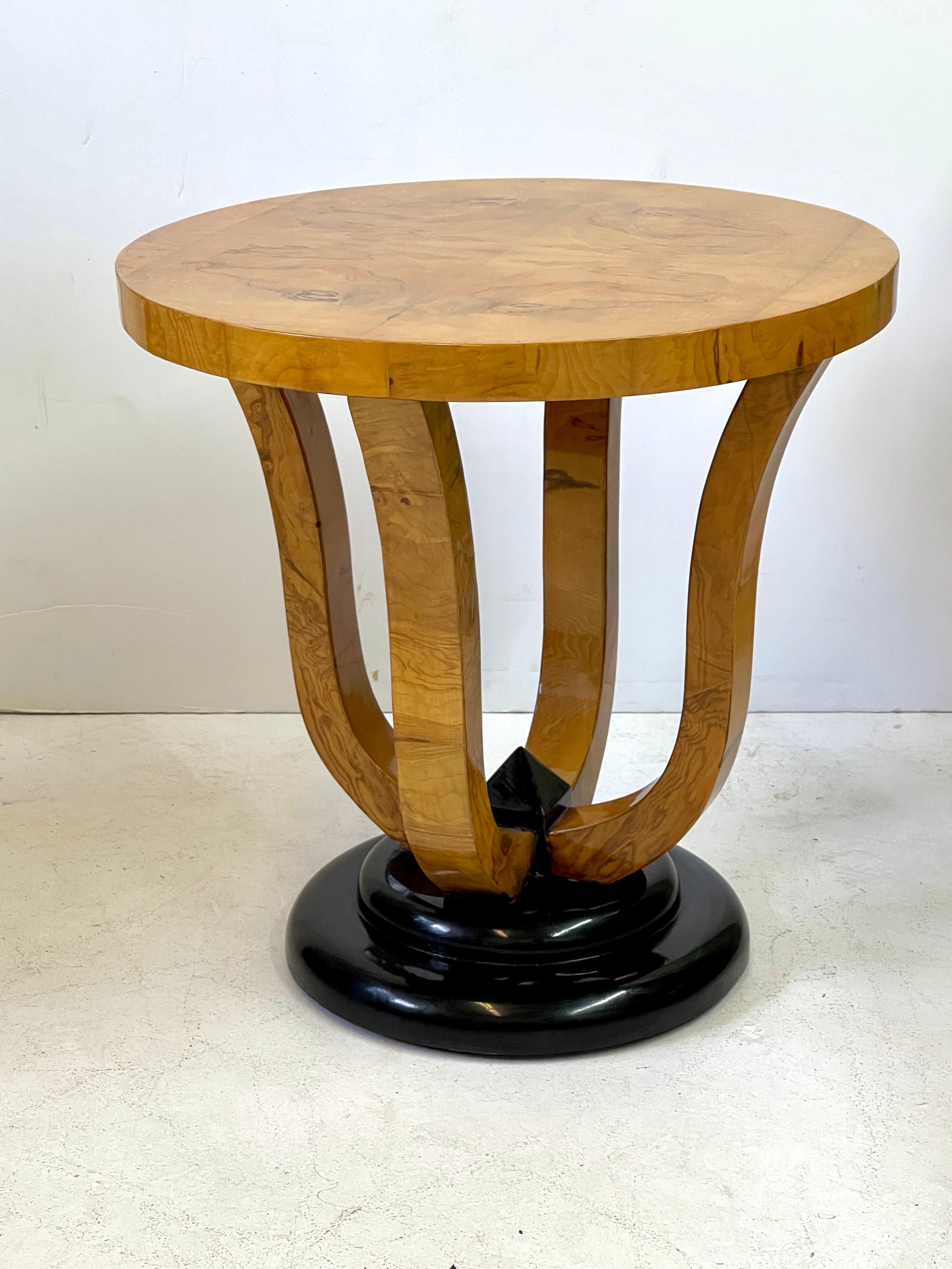 Italian Art Deco Style Burl Wood Gueridon Table For Sale