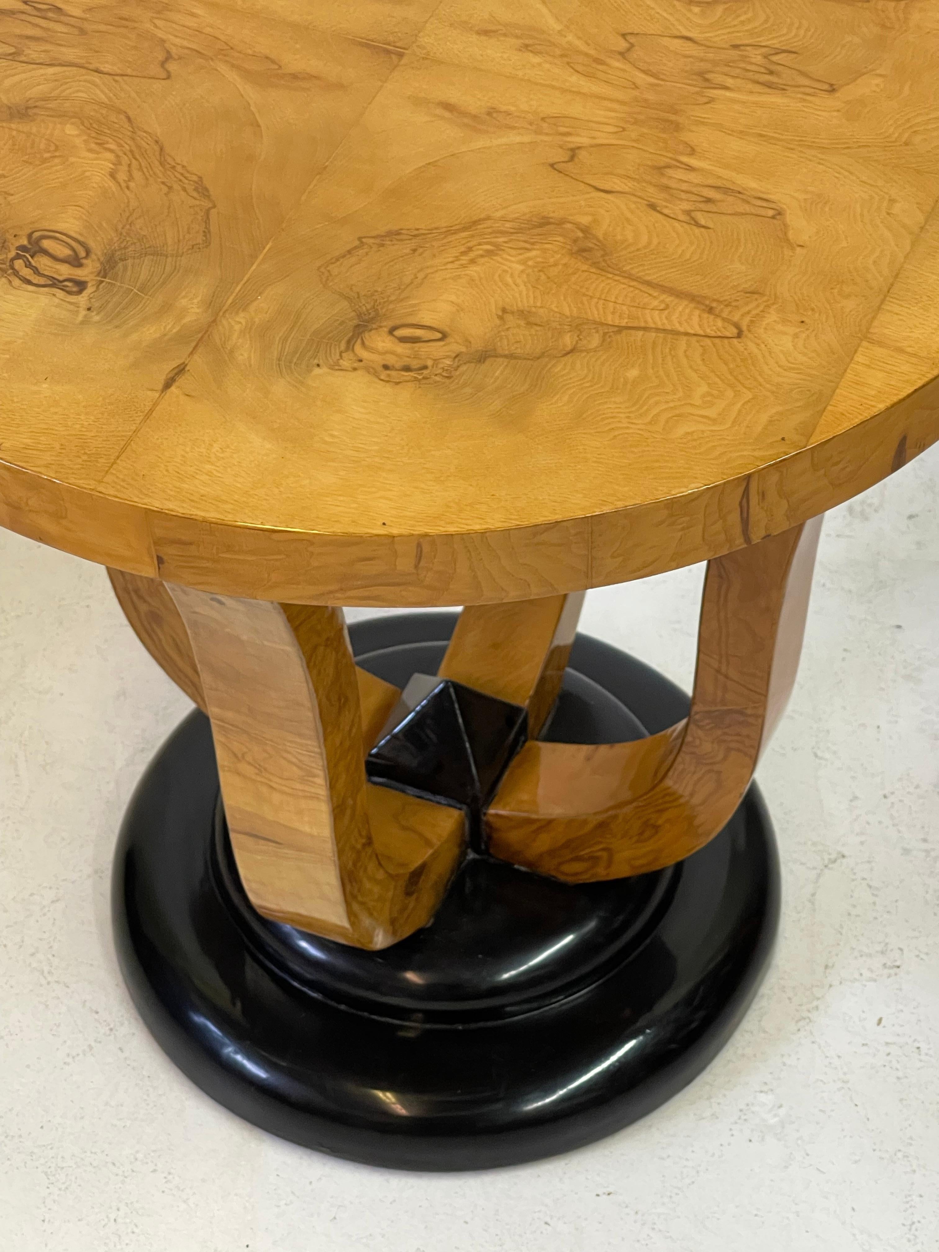 Art Deco Style Burl Wood Gueridon Table For Sale 3