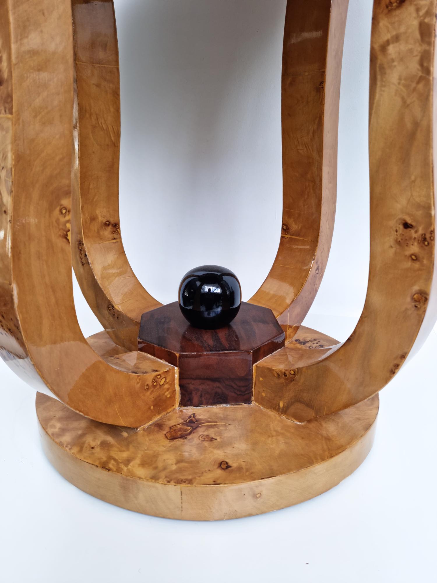 Veneer Art Deco Style Burl Wood Side Table For Sale