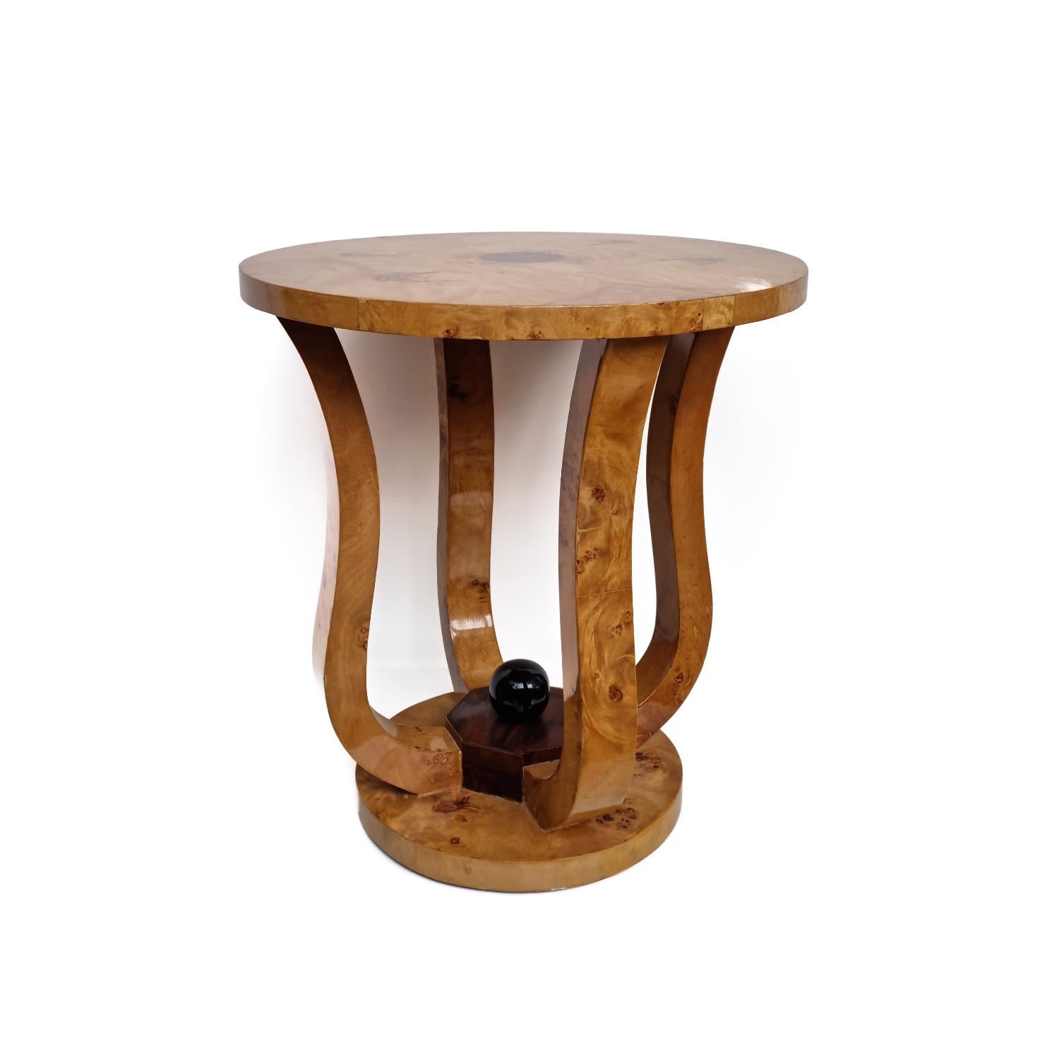 20th Century Art Deco Style Burl Wood Side Table For Sale