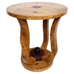 Vintage Art Deco Style Burl Wood Side Table