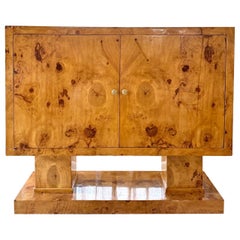 Art Deco style burled 2 door buffet, circa 2000s
