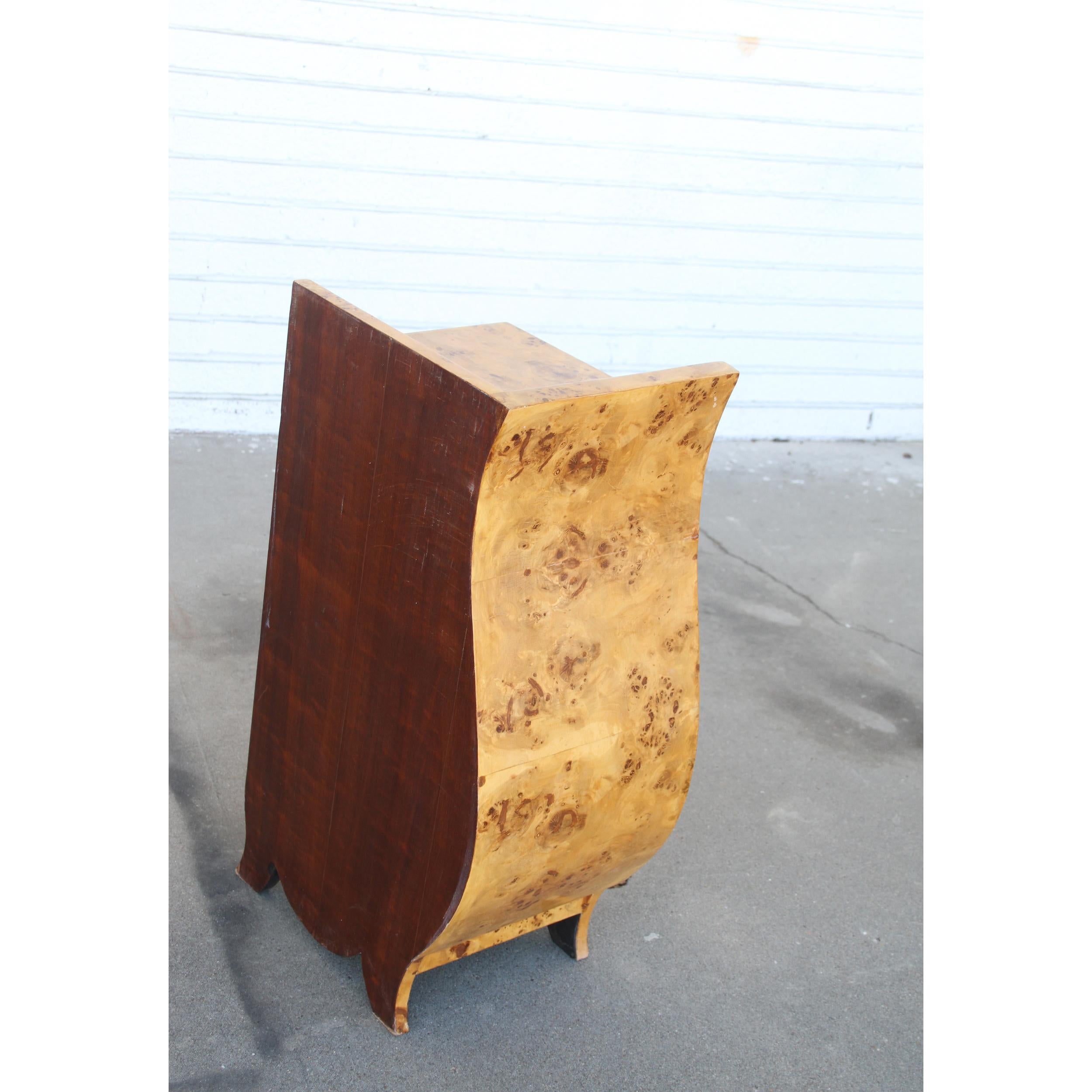 Art Deco Style Burled Nightstands with shelves For Sale 5