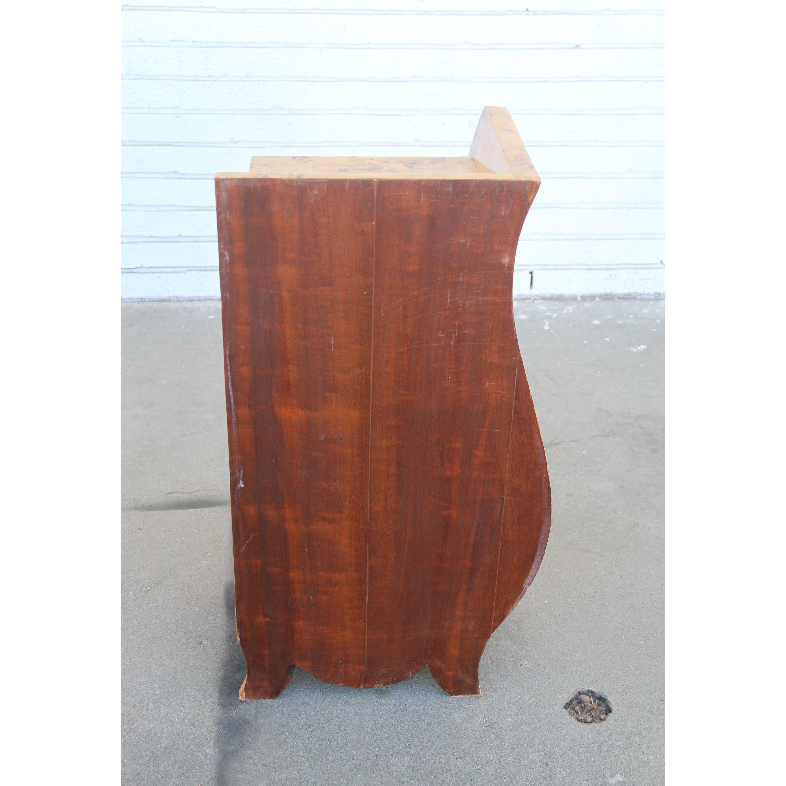 Art Deco Style Burled Nightstands with shelves For Sale 6