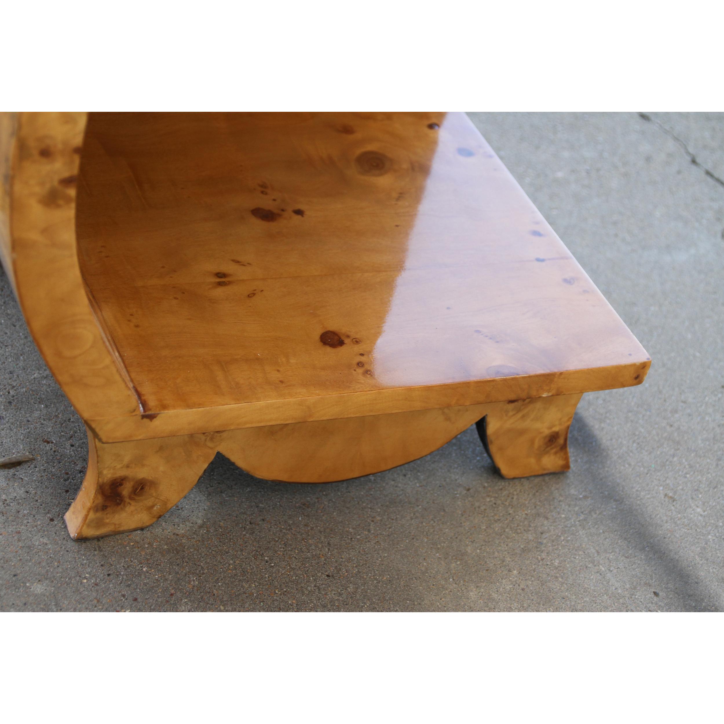 English Art Deco Style Burled Nightstands with shelves For Sale