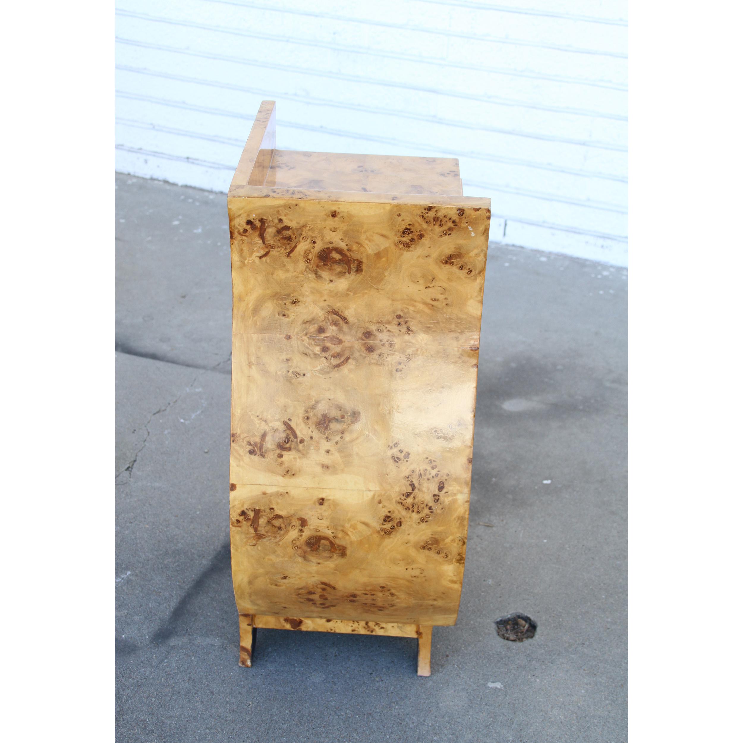 Late 20th Century Art Deco Style Burled Nightstands with shelves For Sale