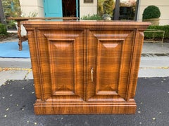 Art Deco Style Burled Walnut Veneered Two-Door Cabinet with Key, circa 1935