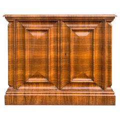 Art Deco Style Burled Walnut Veneered Two-Door Cabinet with Key, circa 1935
