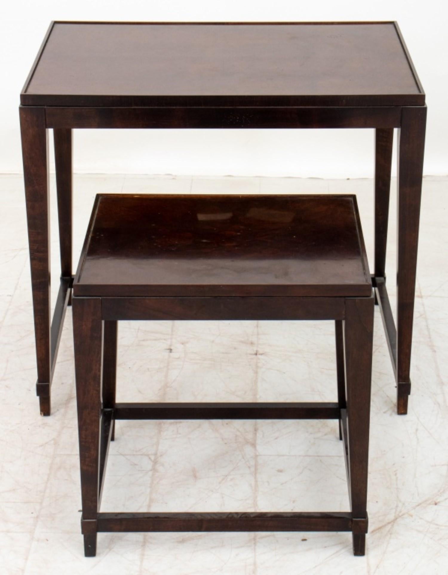 Art Deco Style Burlwood Nesting Tables, Two In Good Condition For Sale In New York, NY