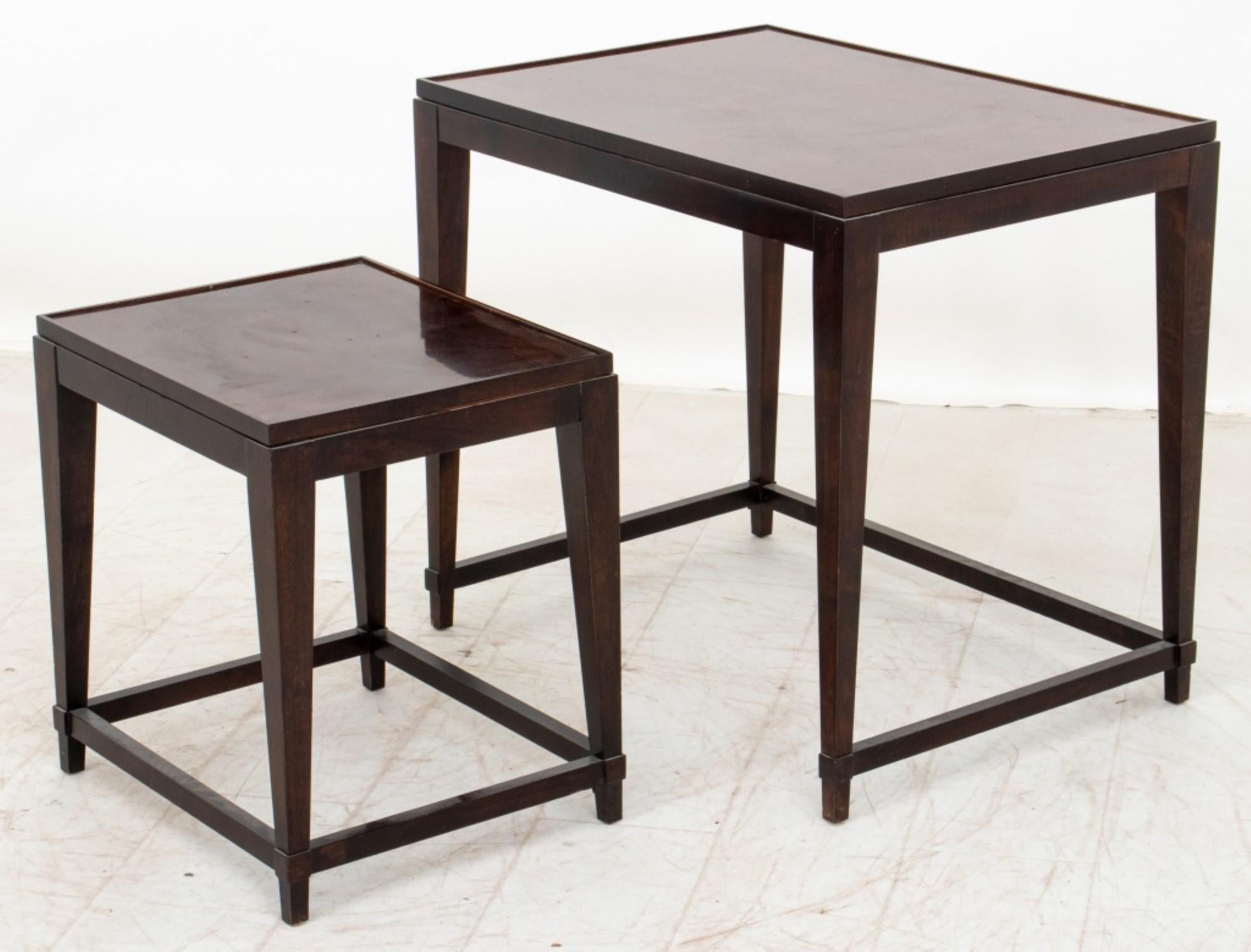 Wood Art Deco Style Burlwood Nesting Tables, Two For Sale
