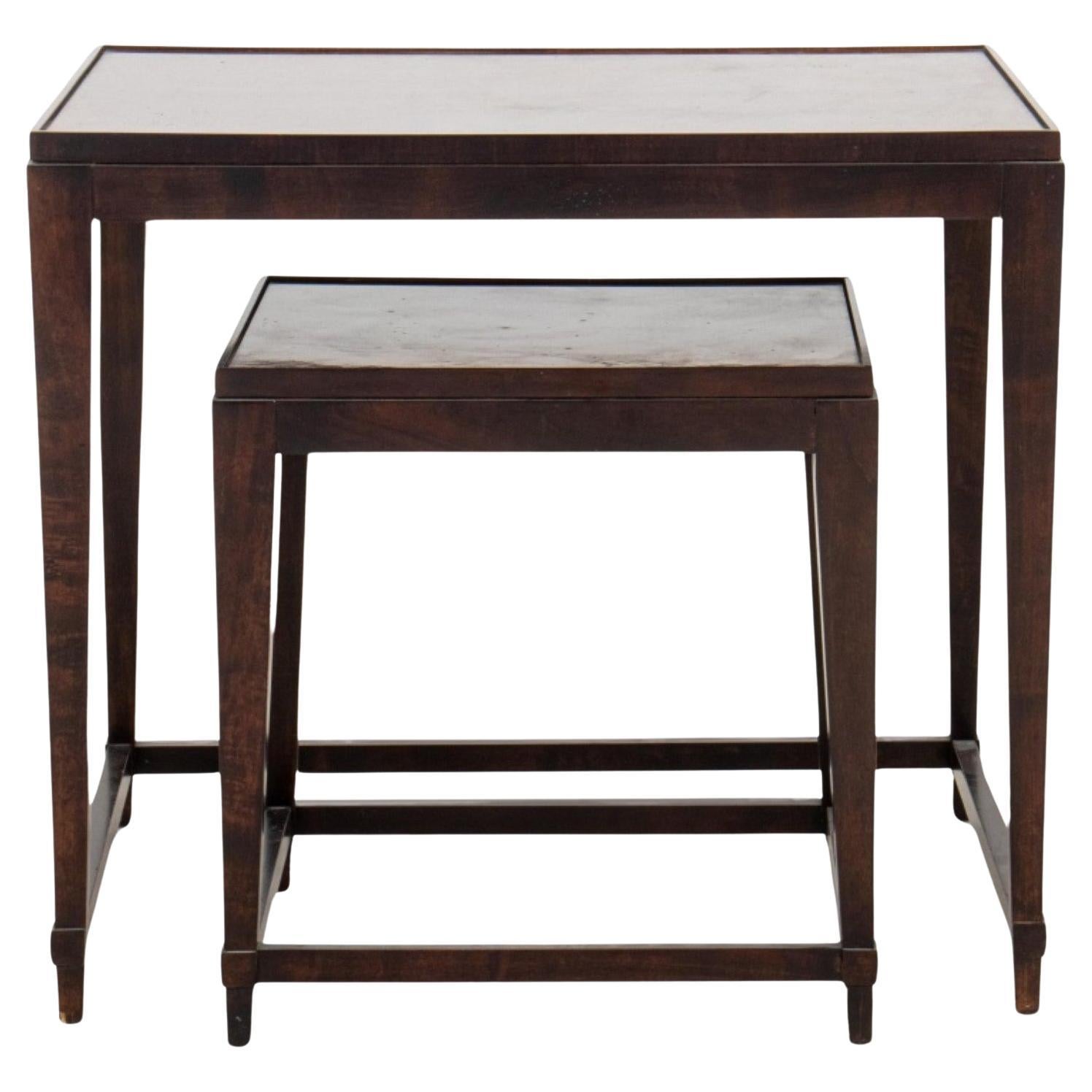 Art Deco Style Burlwood Nesting Tables, Two For Sale