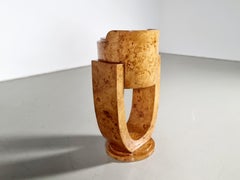 Art Deco style Burlwood veneer walnut cabinet, 1970s