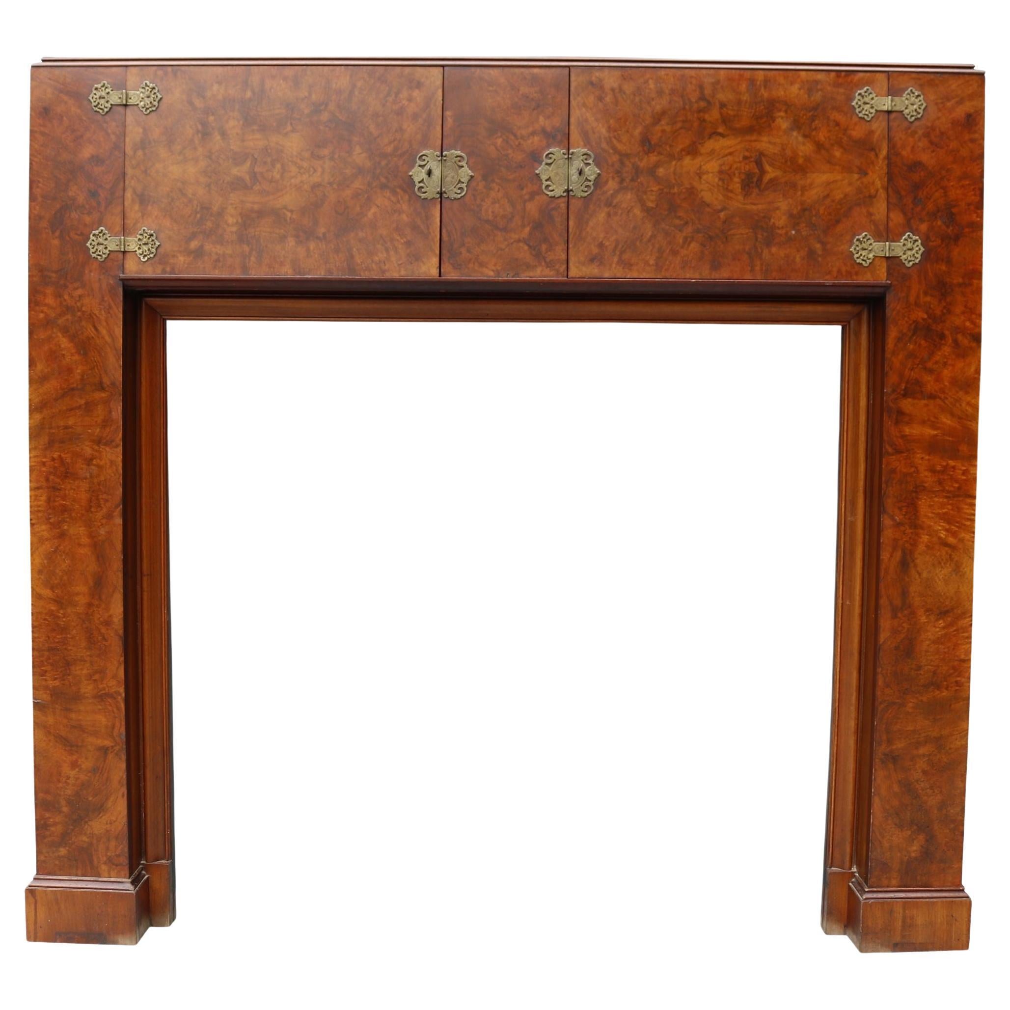 Art Deco Style Burr Walnut Fireplace