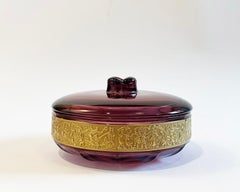 Art Deco Style Candy Dish Amethyst Glas by Walther & Sohne, Mid-Century, Germany