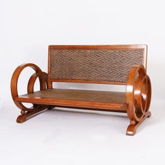 Art Deco Style Caribbean Three Piece Settee and Two Chair Suite of Furniture