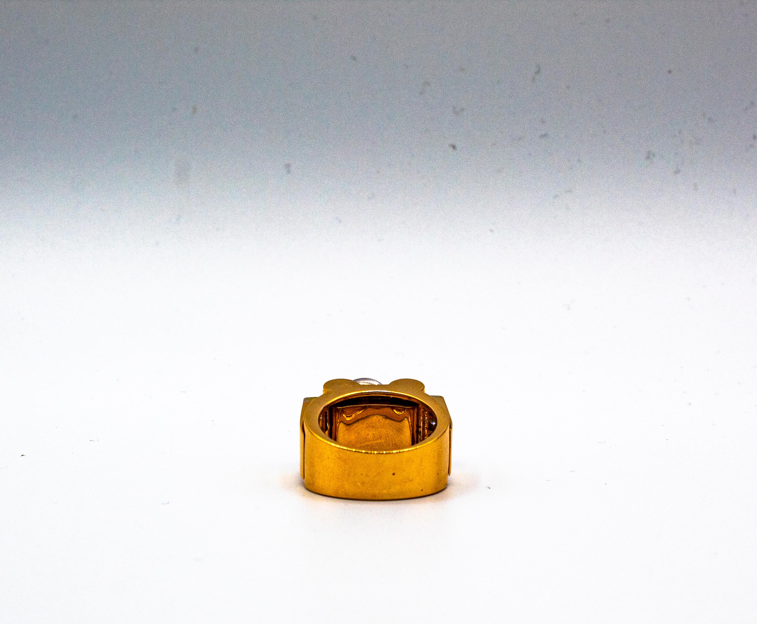 Art Deco Style Carre Cut Ruby White Diamond Yellow Gold 