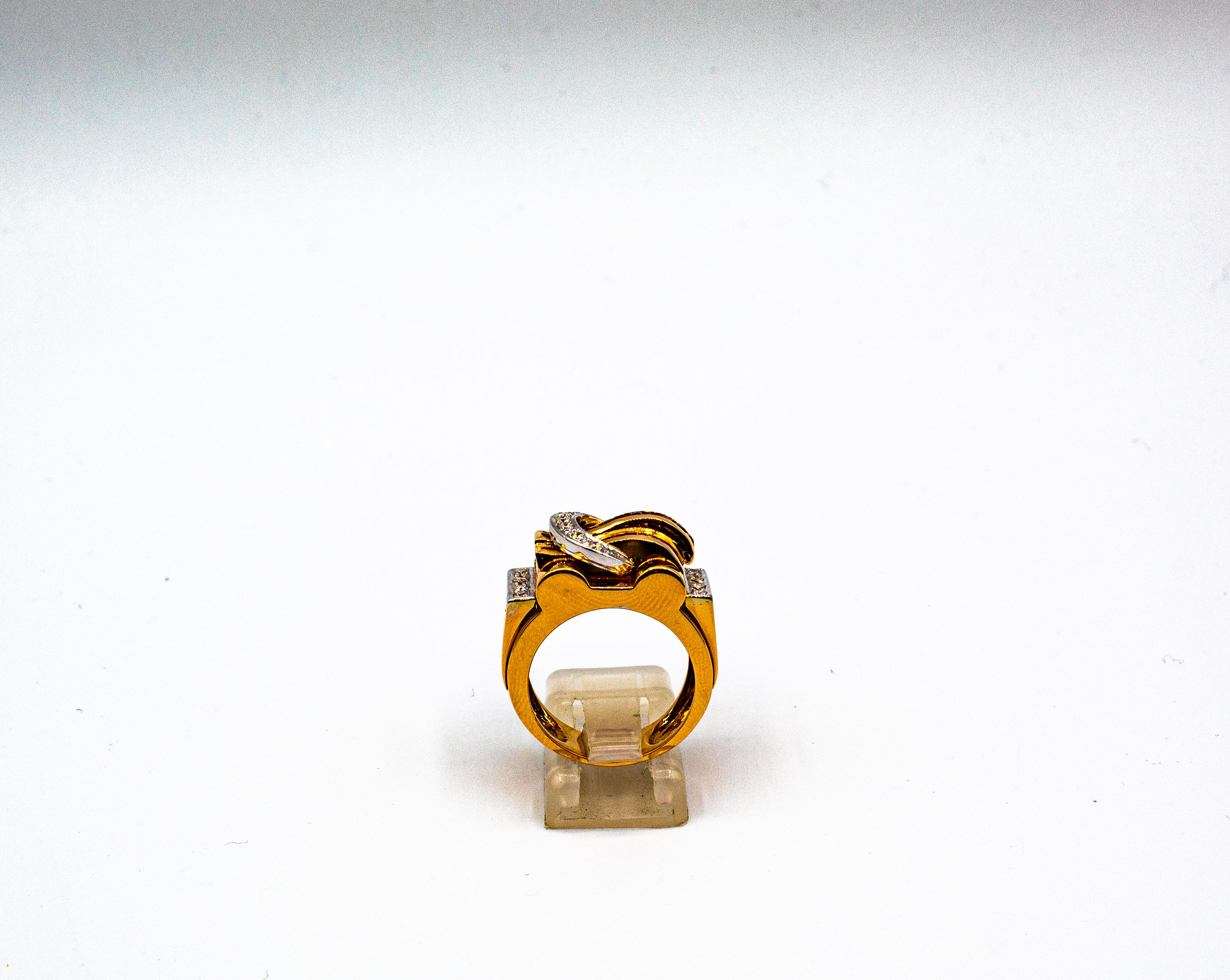 Art Deco Style Carre Cut Ruby White Diamond Yellow Gold 