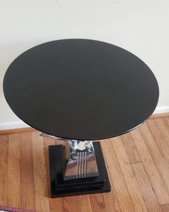 Art Deco Style Cast Aluminum With Enameled Metal Base Side Table