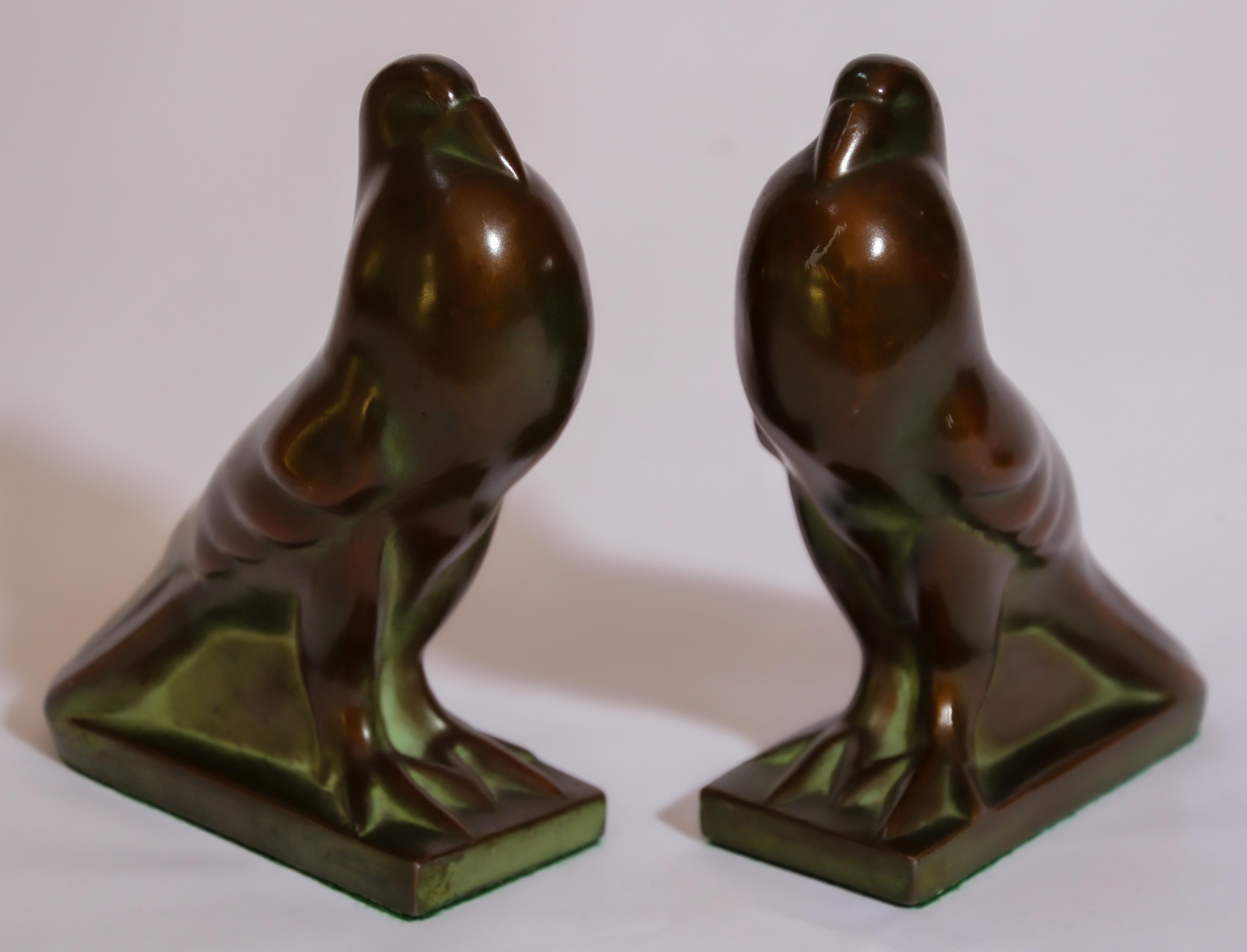 Art Deco Style Cast Bronze Birds Bookends In Good Condition In North Hollywood, CA