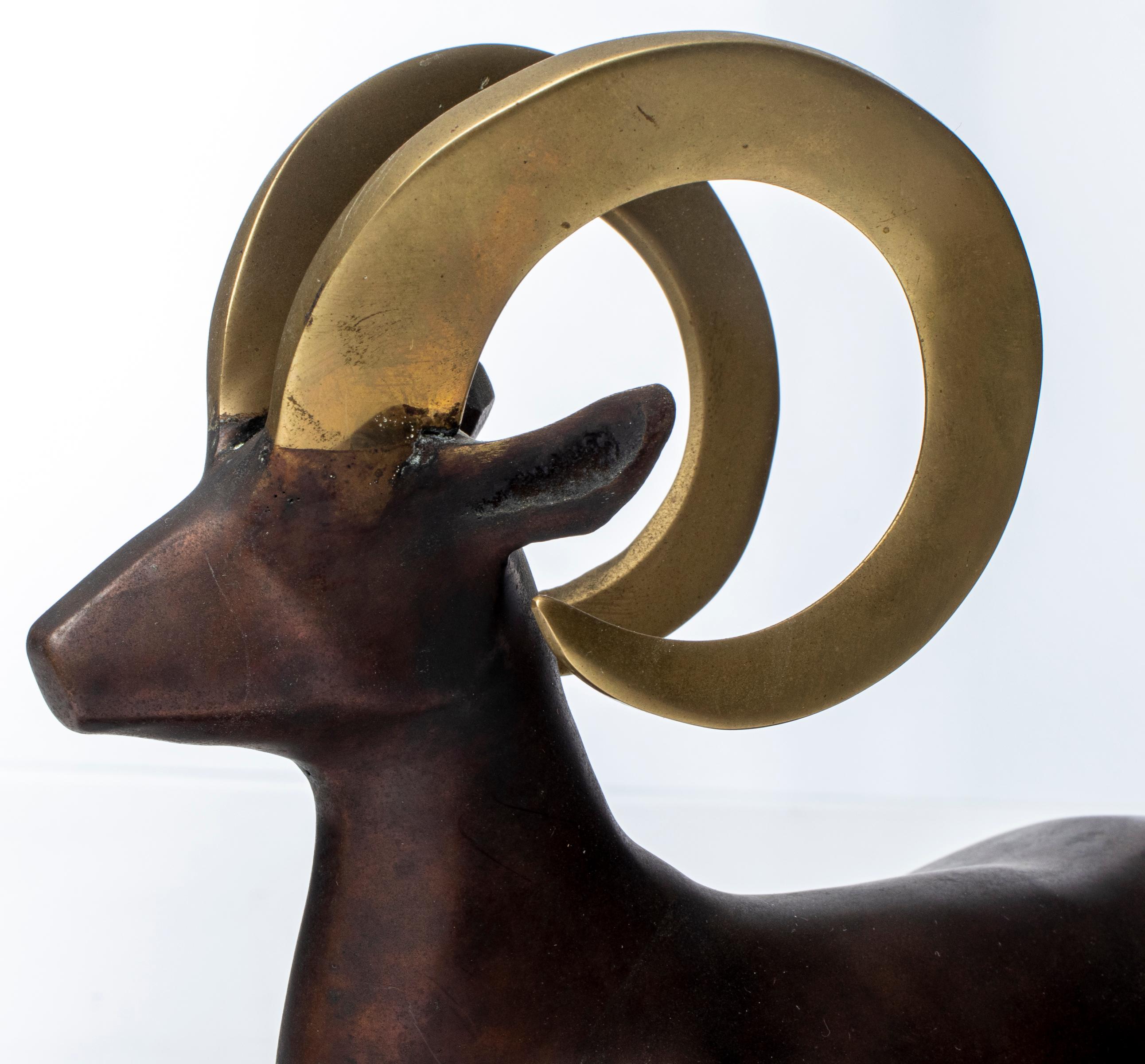 Art Deco Style Cast Metal Sculpture of a Ram 1