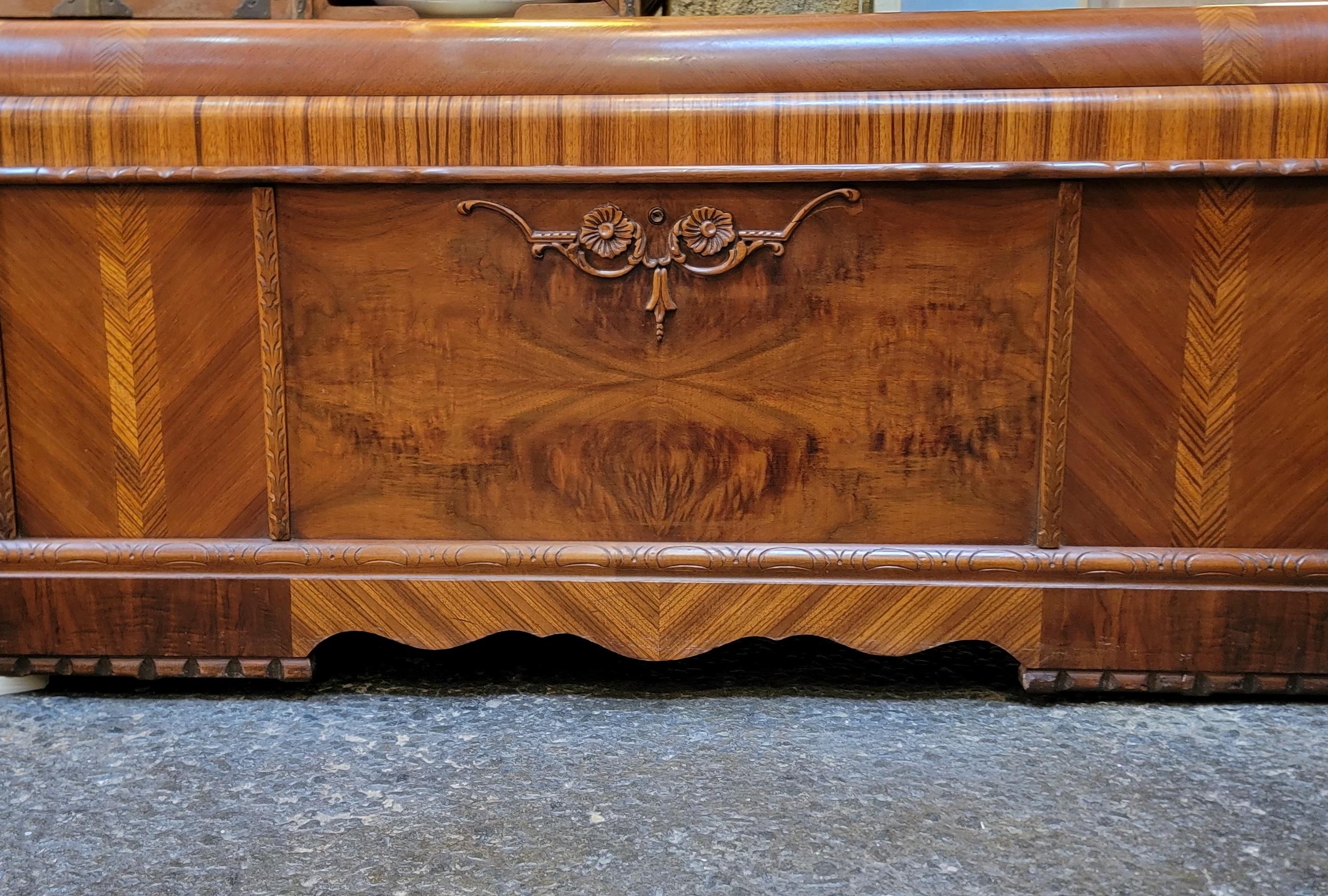 American Art Deco Style Cedar Chest / Trunk by Ed Roos Company 1940's