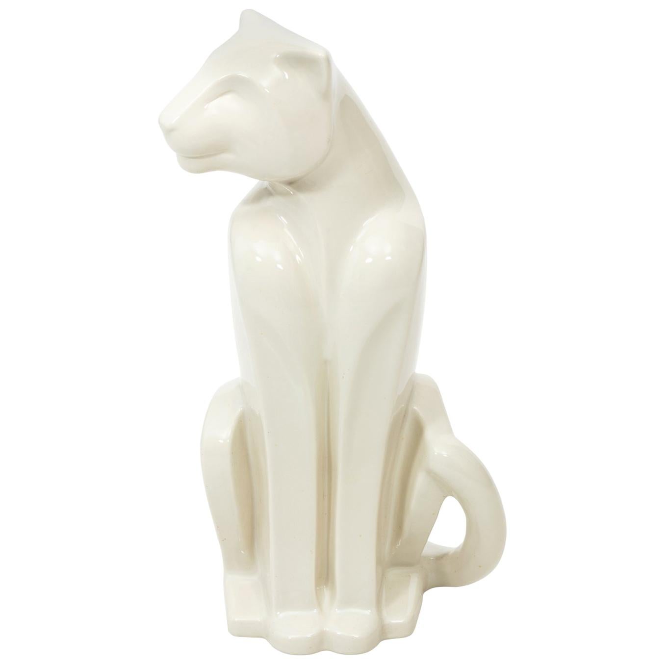 Art Deco Style Ceramic Panther Sculpture by Haeger