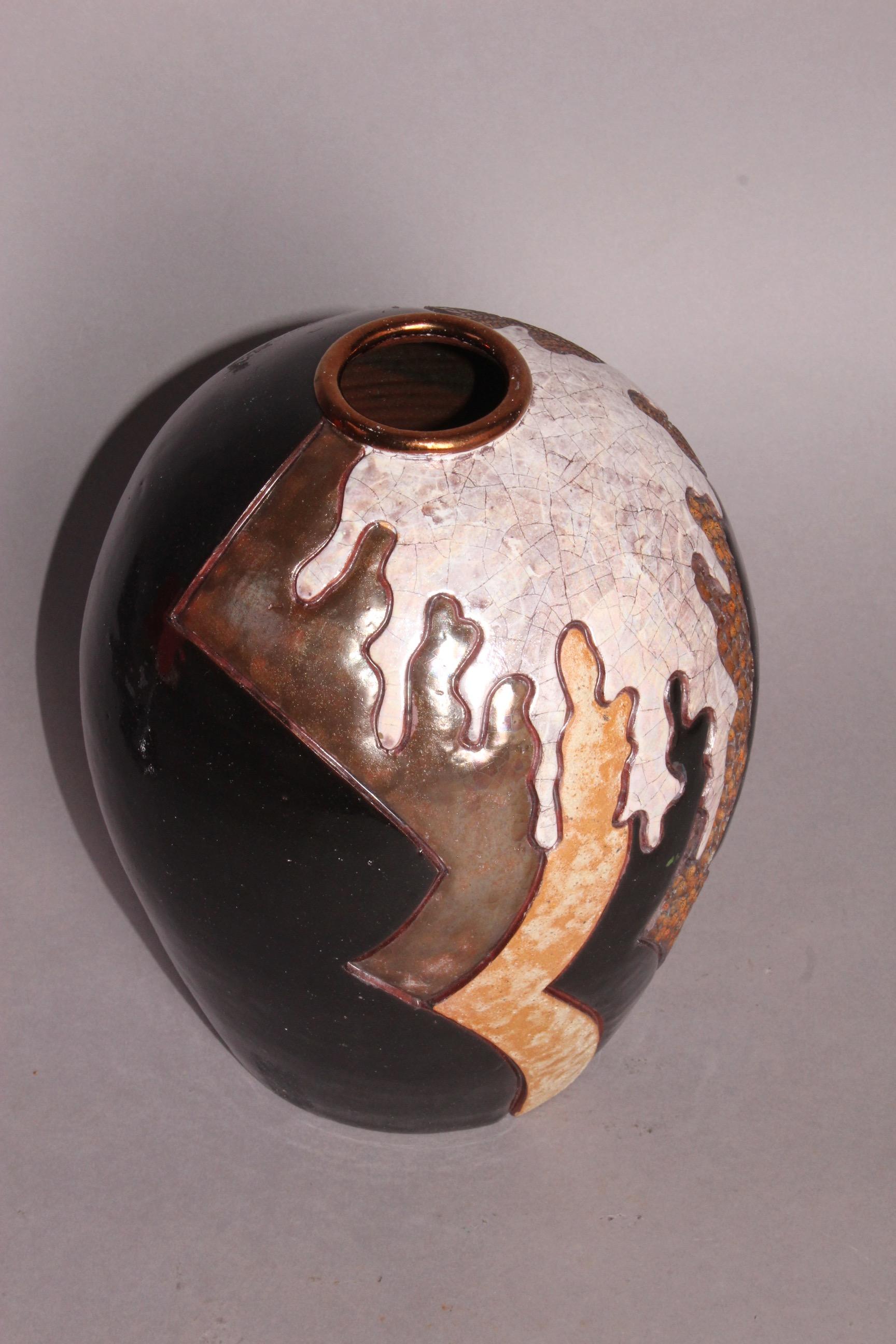 Late 20th Century Art Deco Style Ceramic Vase by Chale
