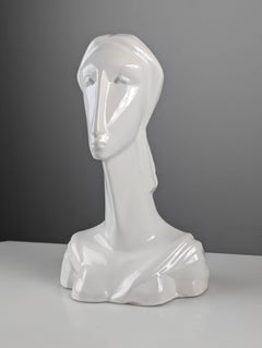 Art Deco Style Ceramic Woman Bust