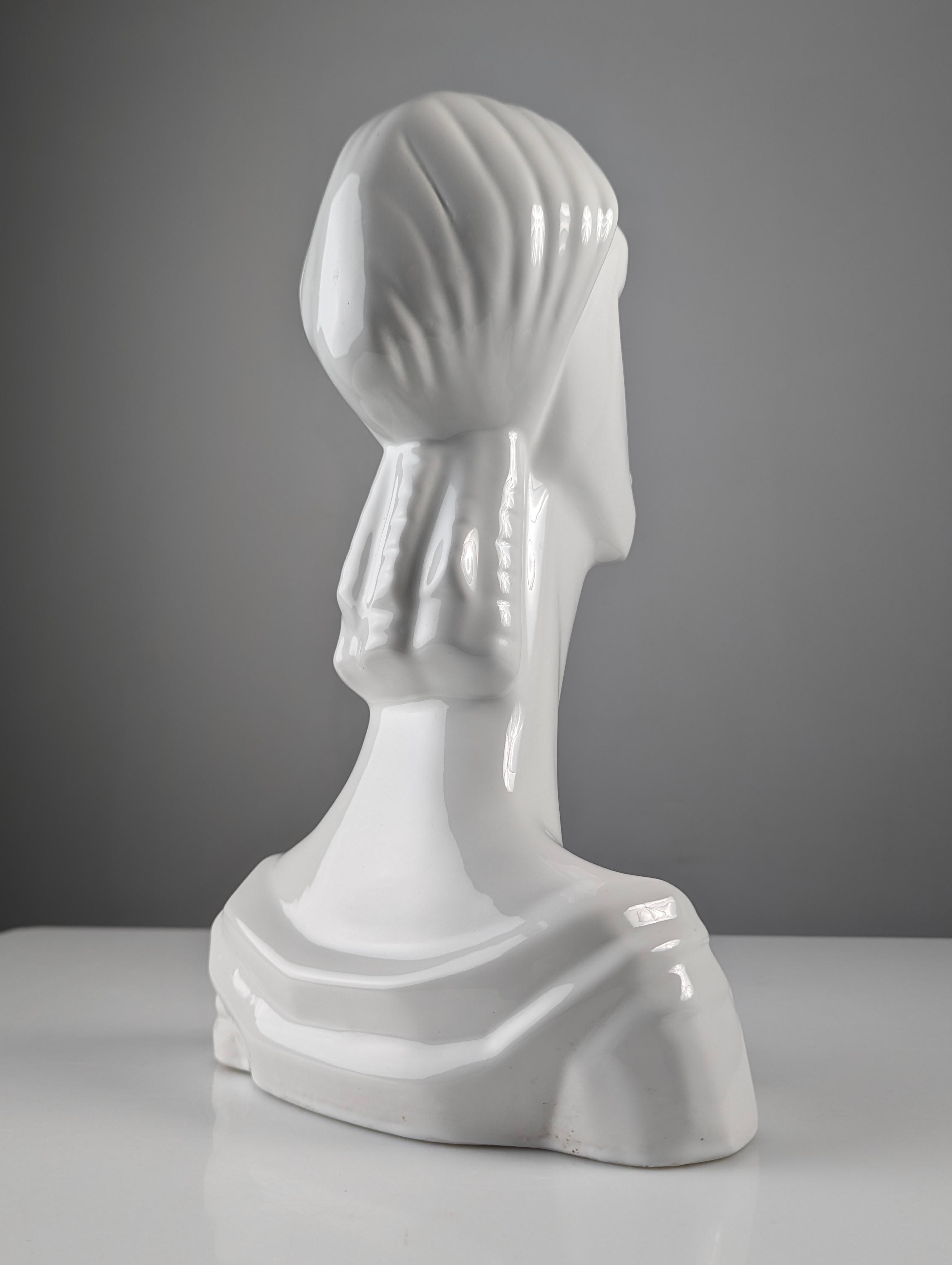 20th Century Art Deco Style Ceramic Woman Bust For Sale
