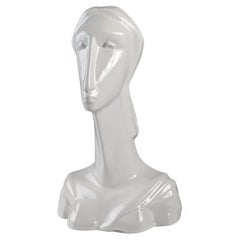 Buste de femme en céramique de style Art déco