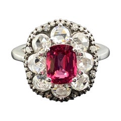 Verlobungsring im Art-déco-Stil mit zertifiziertem 1,53 Karat Spinell, Diamant und 18 Karat Gold