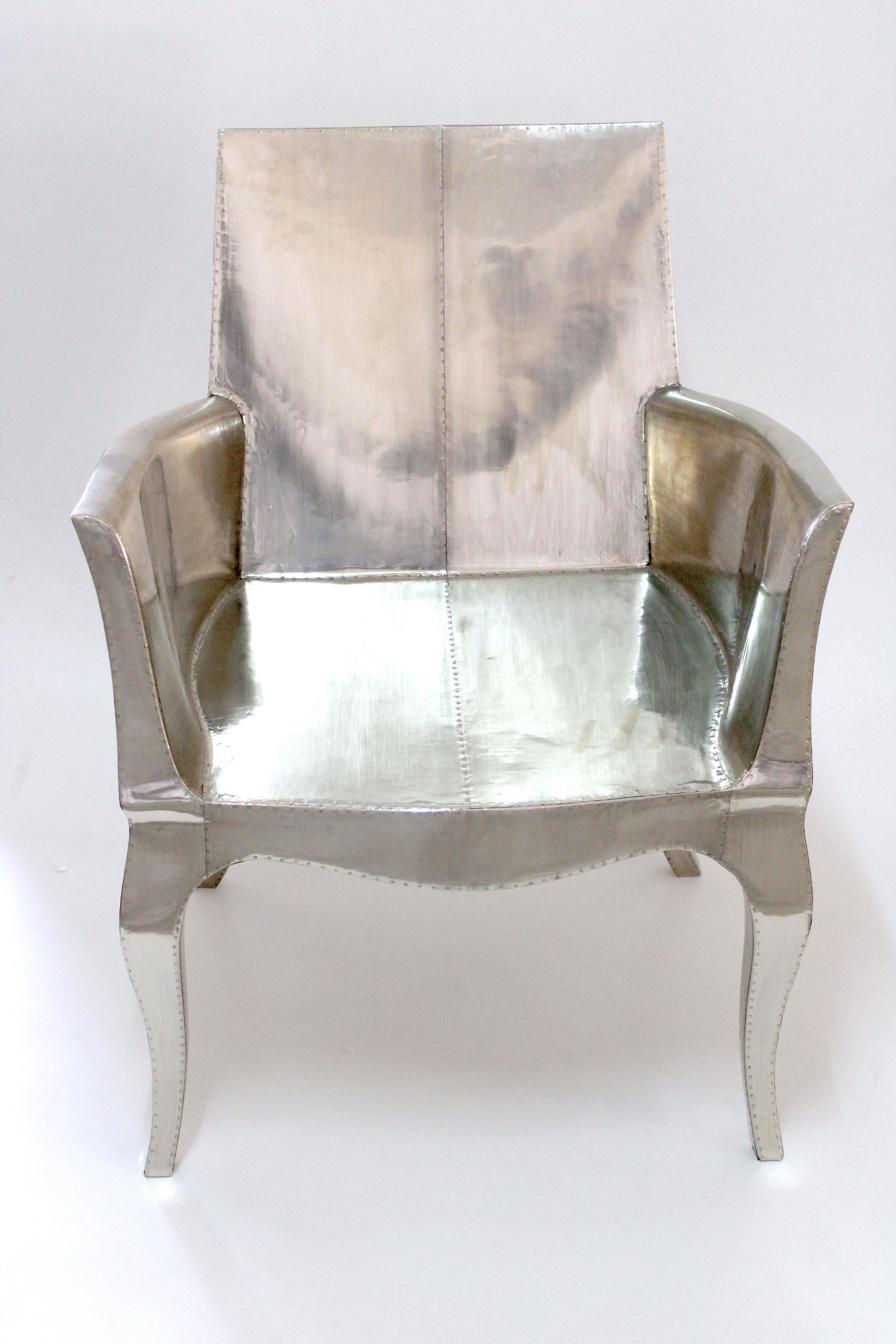 Teak Art Deco Style Chairs in Smooth White Bronze by Paul Mathieu for S. Odegard For Sale