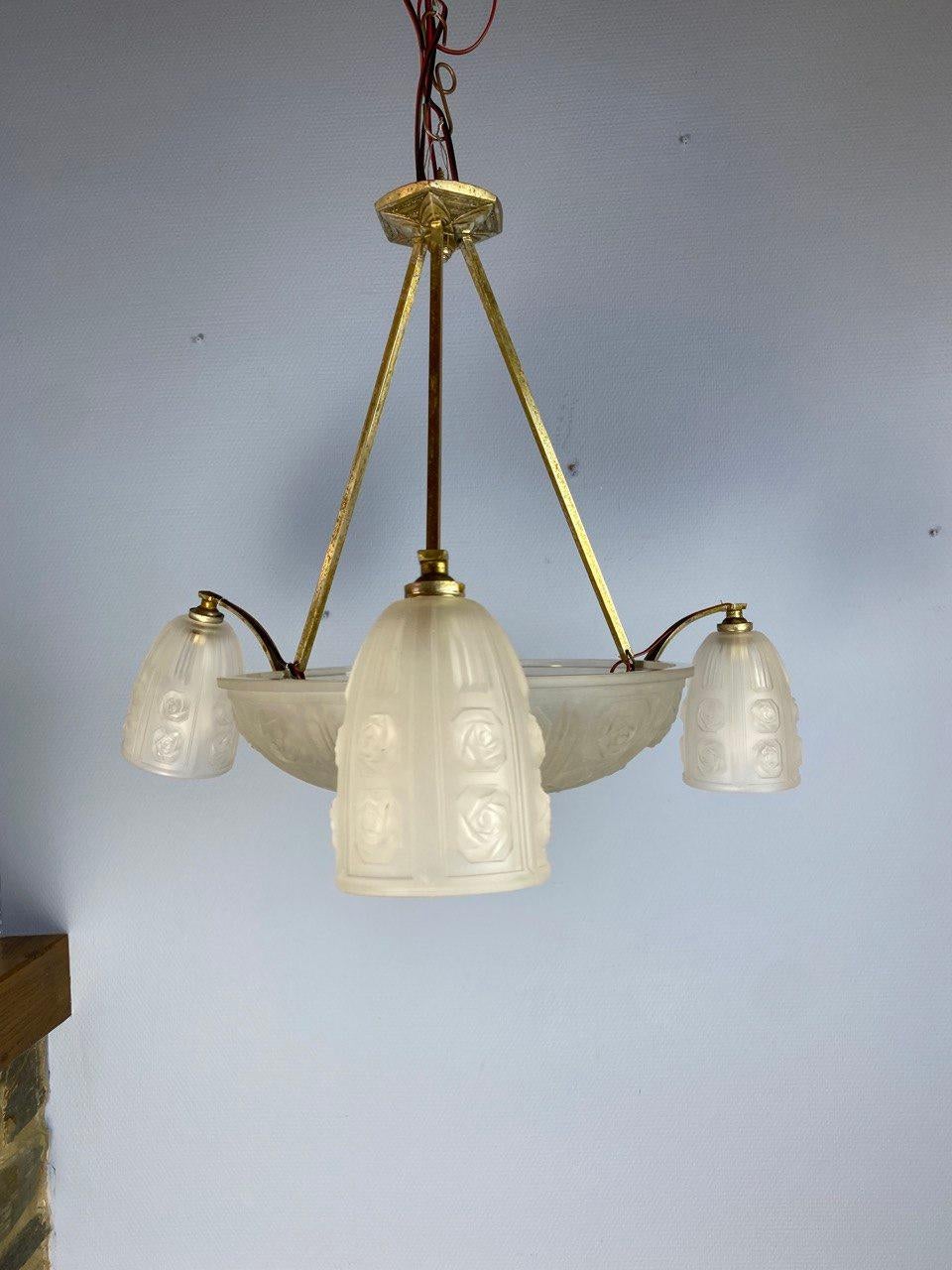 Art Deco Style Chandelier, 1930s In Good Condition In Bastogne, BE