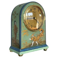 Art Deco Style Chinoiserie Mantel Clock w. Handpainted Males, Females and Dragon