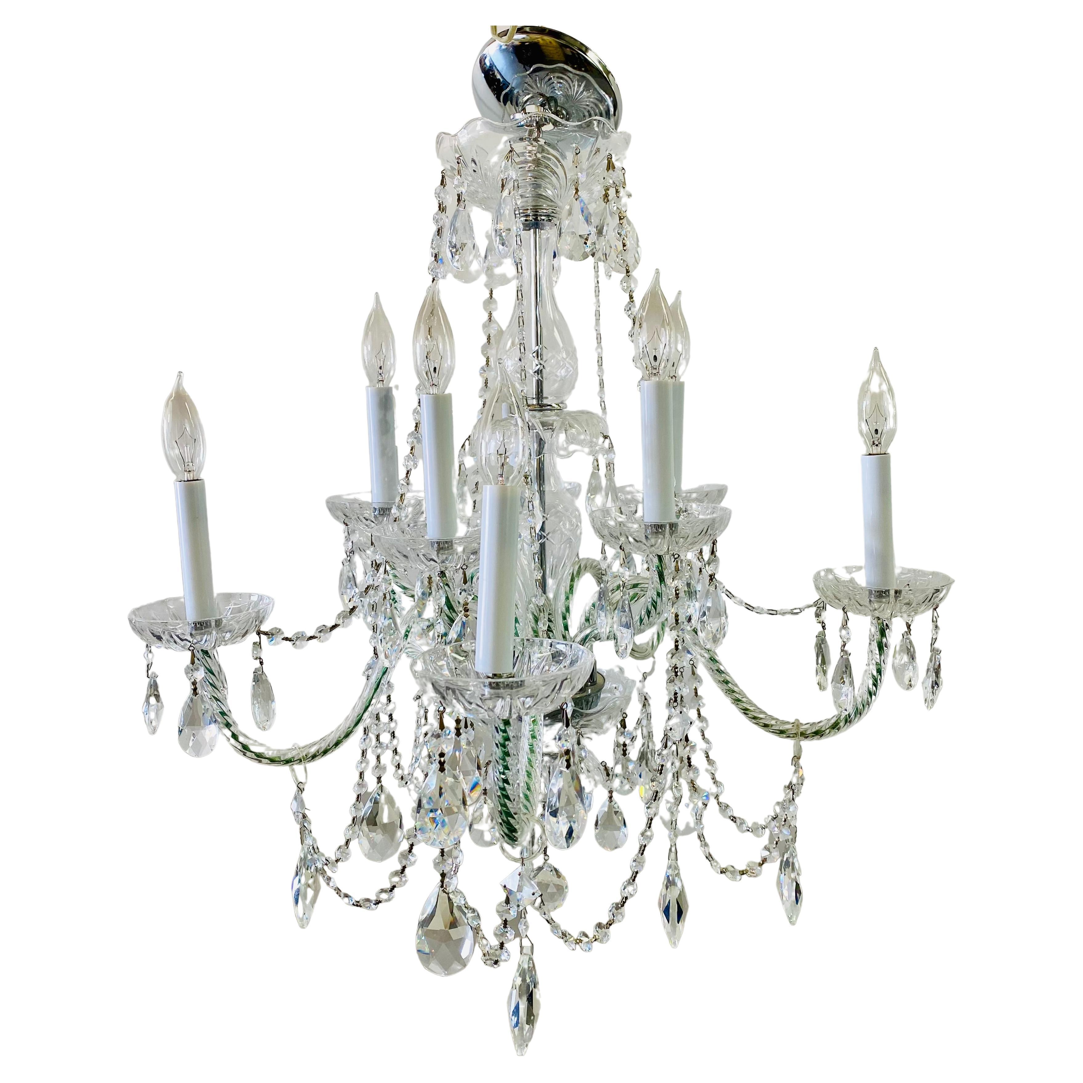 Art Deco Style Christal Chandelier in the Manor of Waterford, 10 Arms For Sale