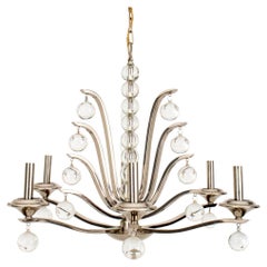 Art Deco Style Chrome and Glass Chandelier, 21st C