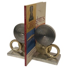 Art Deco Style Chrome & Brass Bookends