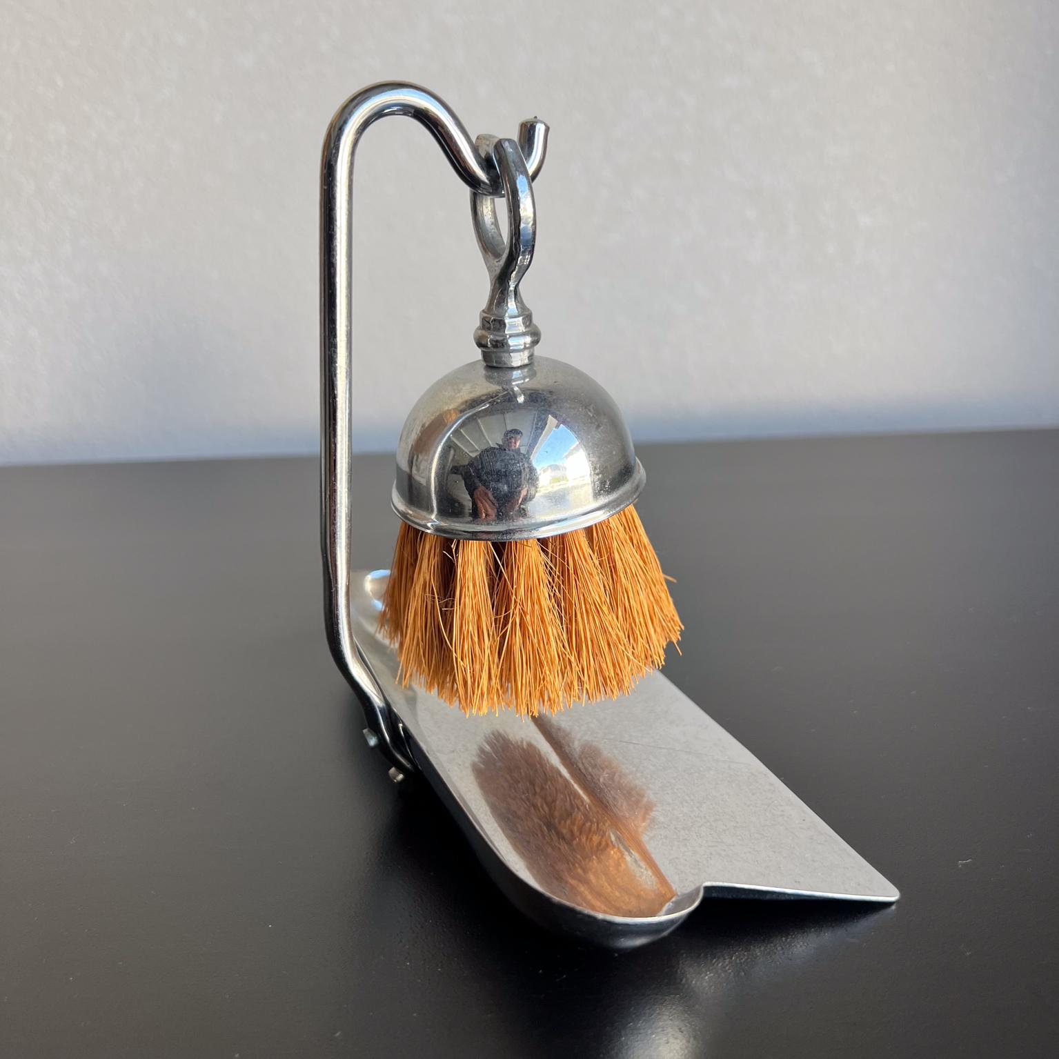 Art Deco Style Chrome Crumb Tray Valet Brush Set 3