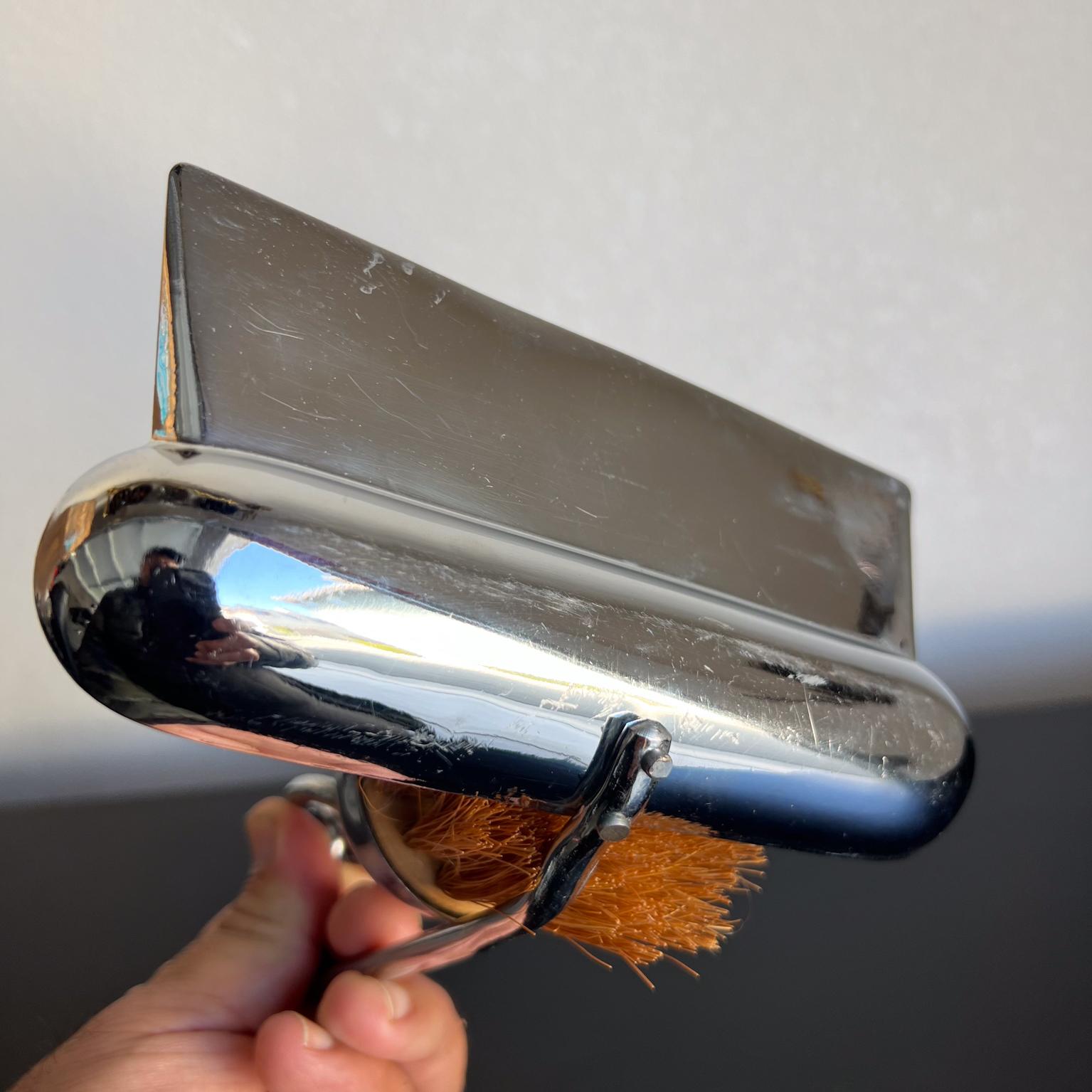 Art Deco Style Chrome Crumb Tray Valet Brush Set 4