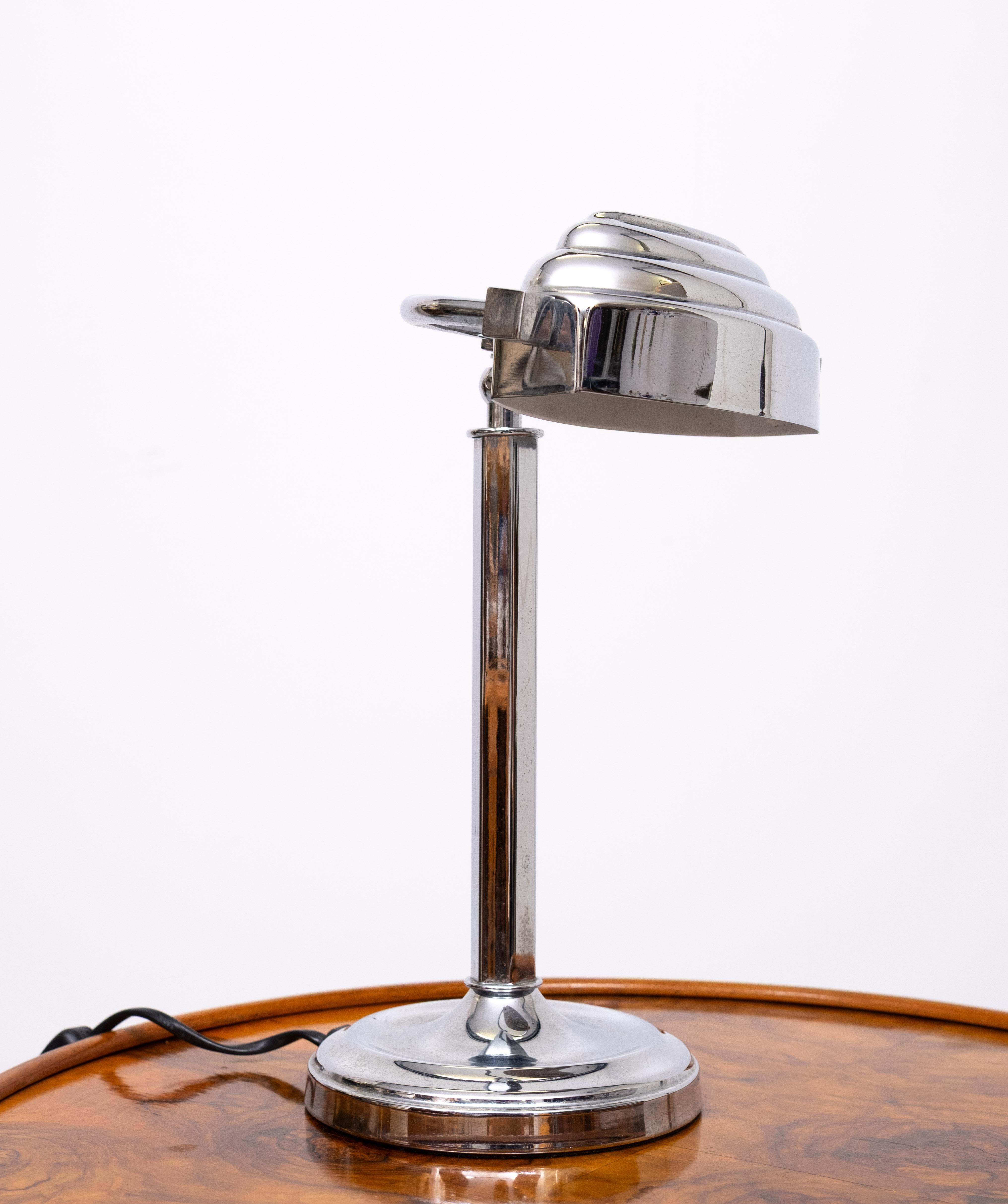 Tedesco Lampada da tavolo cromata in stile Art Deco  Dieter Sieger Germania in vendita
