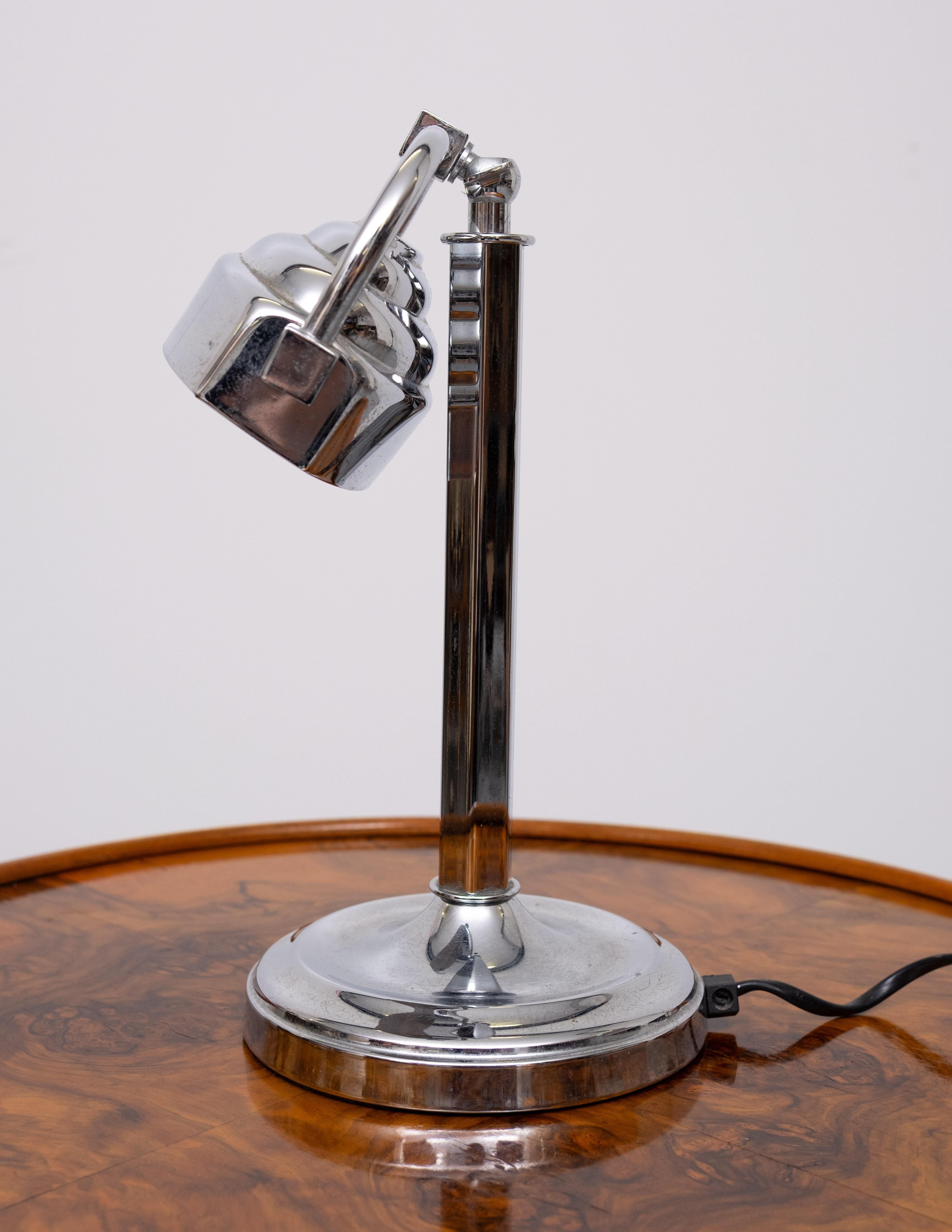 Lampada da tavolo cromata in stile Art Deco  Dieter Sieger Germania in vendita 1