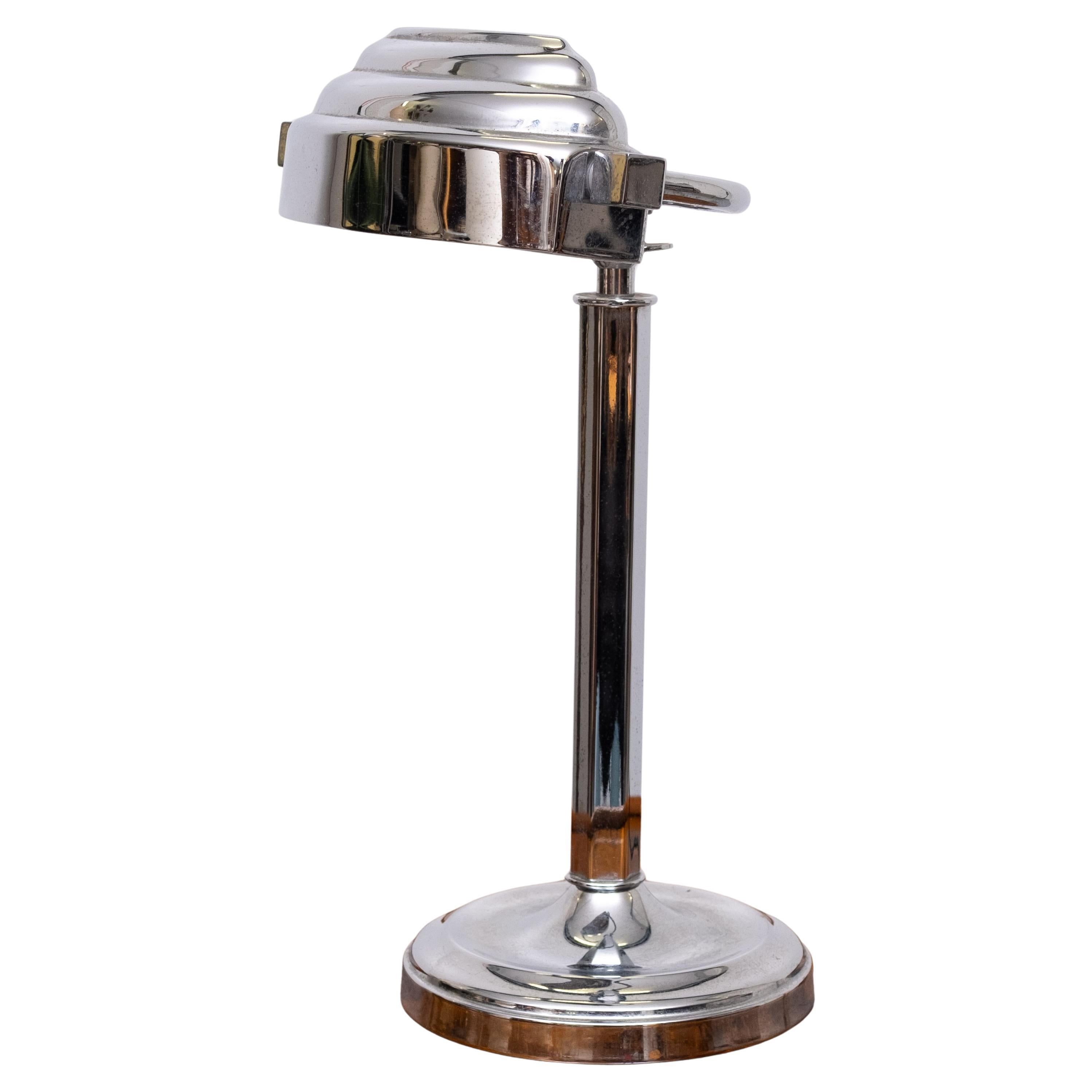 Lampada da tavolo cromata in stile Art Deco  Dieter Sieger Germania in vendita