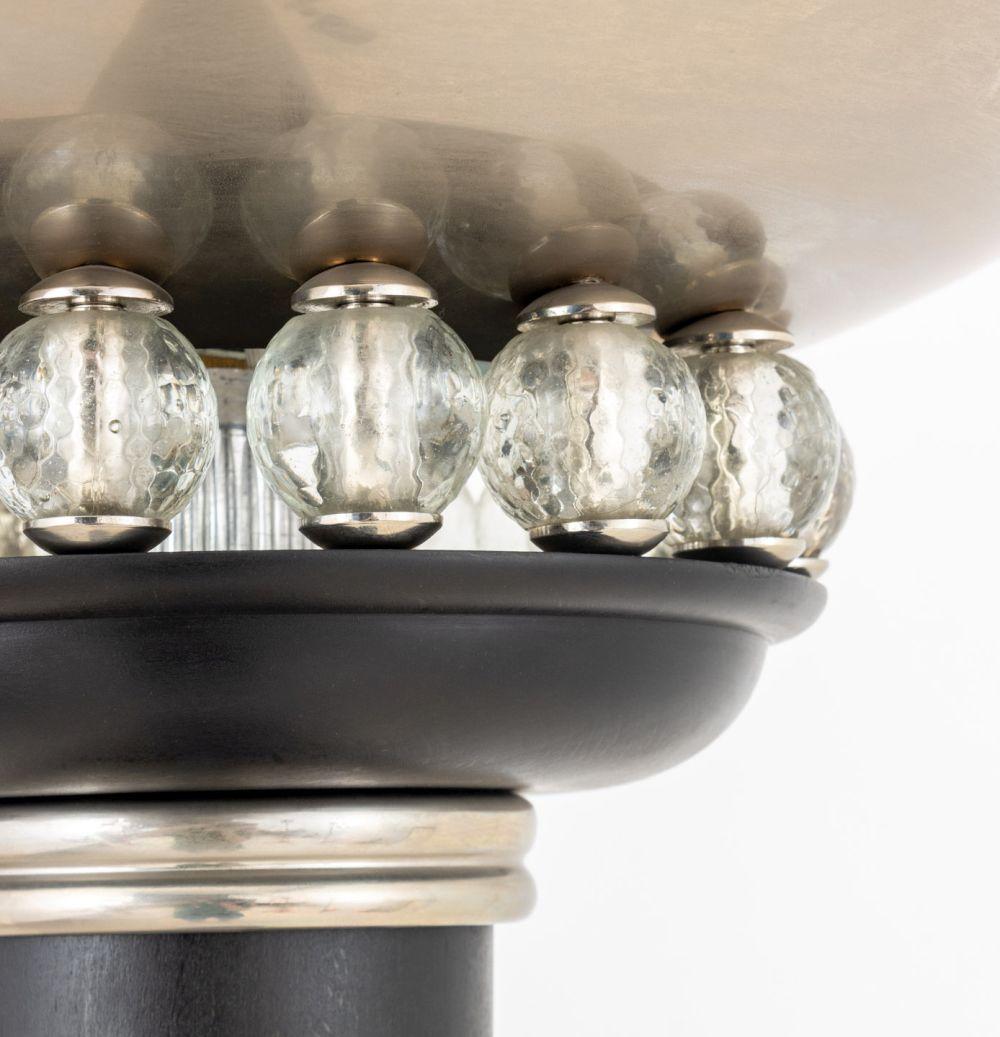 Art Deco Style Chrome & Glass Ebonized Floor Lamp In Good Condition For Sale In Astoria, NY