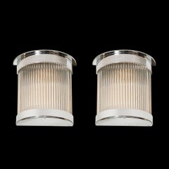 Art Deco Style Chrome & Glass Rod Sconces