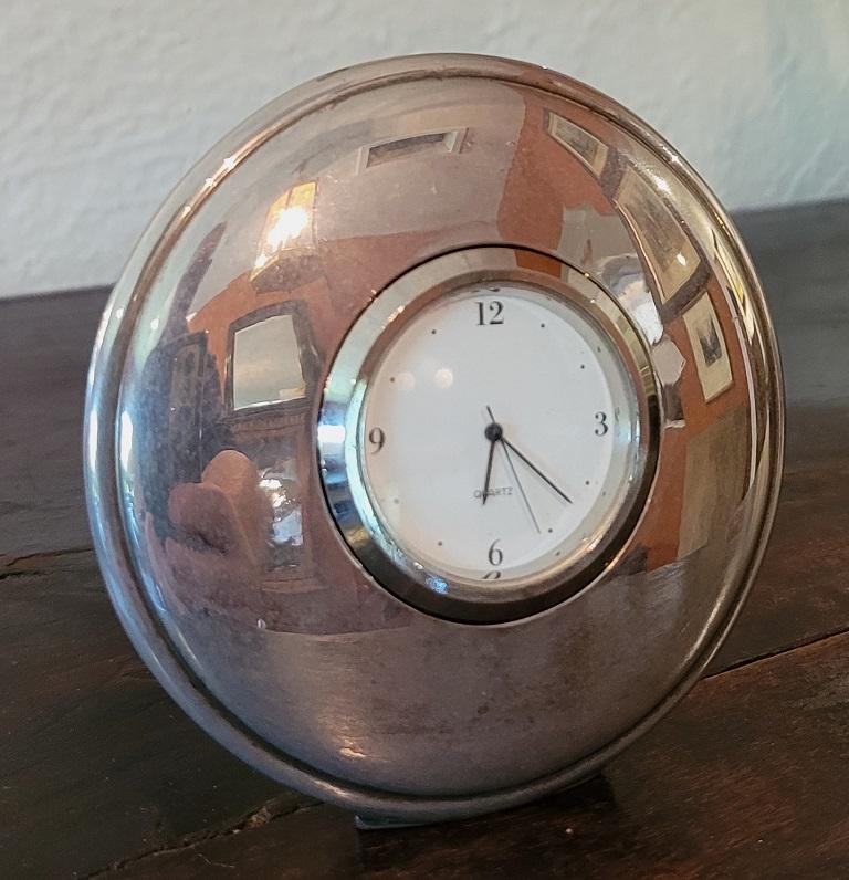 Art Deco Style Chrome or Silveroid Desk Timepiece For Sale 2